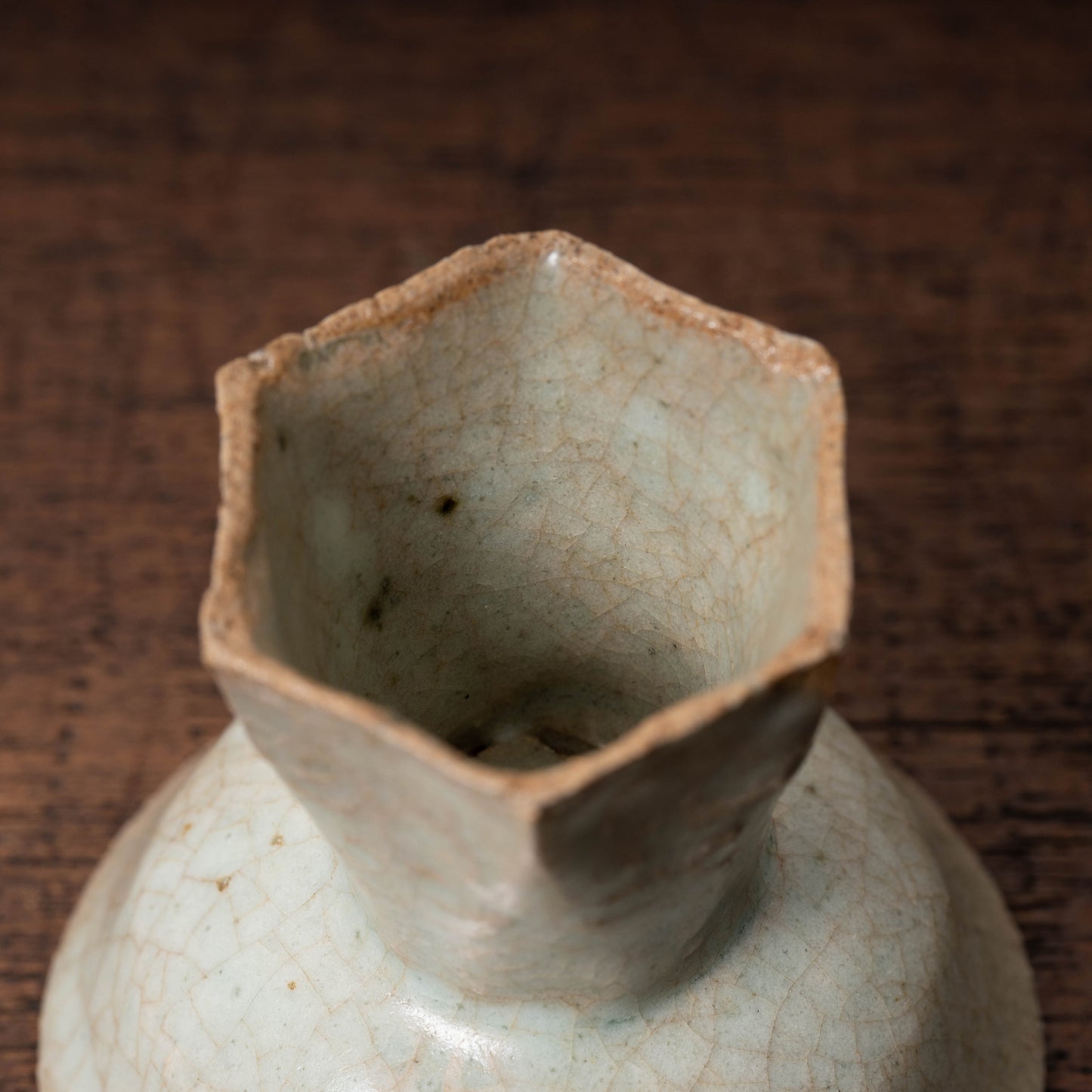 Joseon Dynasty White Porcelain Stem Cup with Hexagonal Bottom