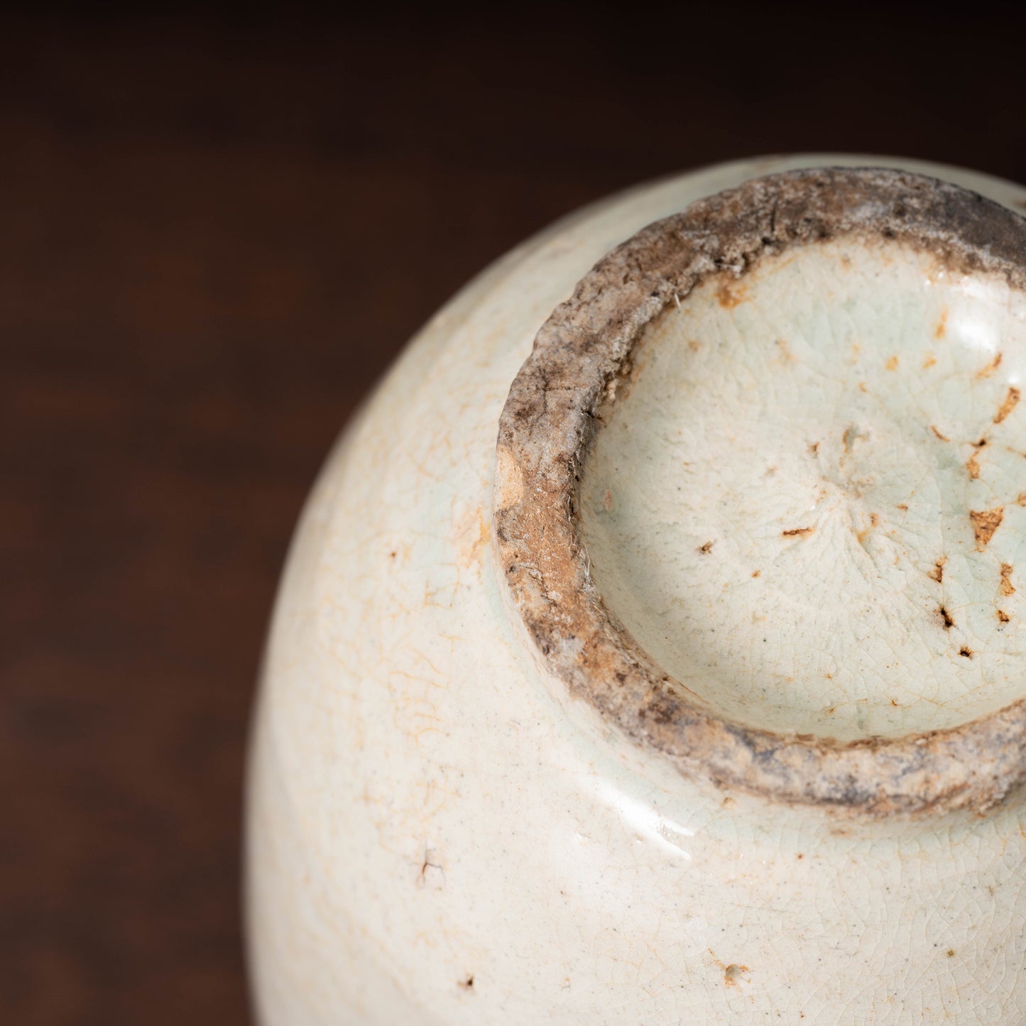 Joseon Dynasty White Porcelain Bale Shape Bottle with Underglaze Iron Brown