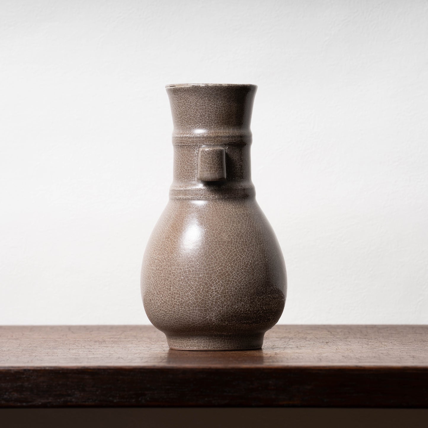 Southern Song Dynasty Ge ware Rice-colored Celadon Bottle with Two Cylinder Ears