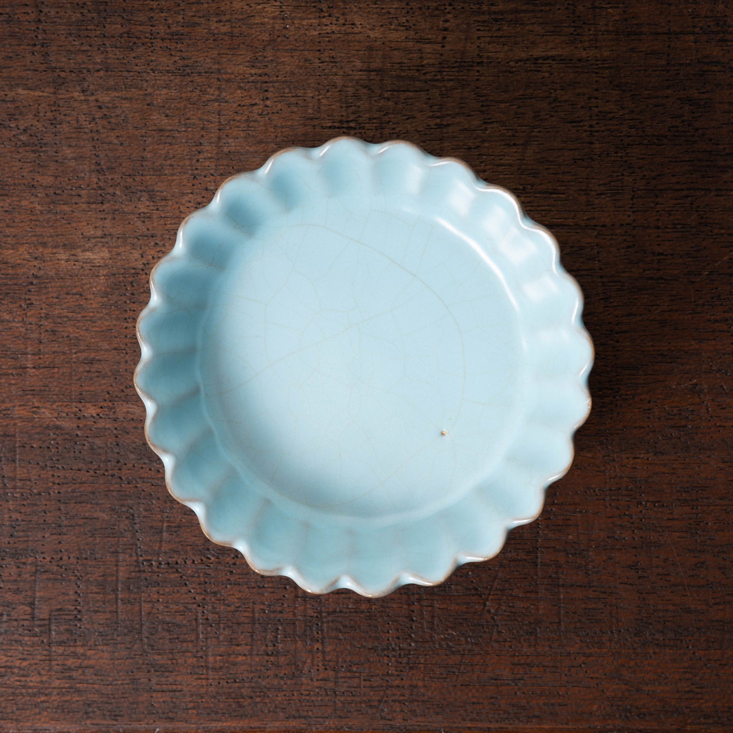 清代 仿汝窯 青磁獣足花口洗