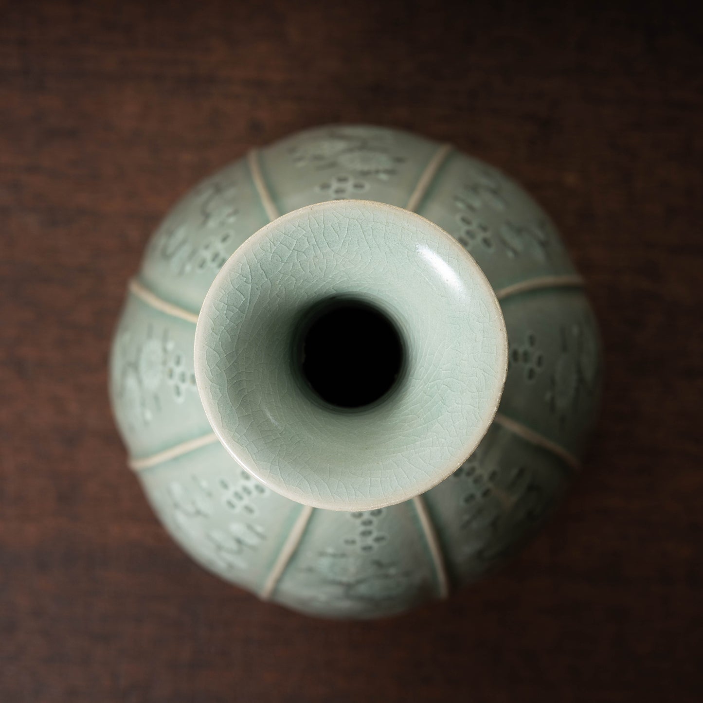 Goryeo Dynasty Celadon Vase with Inlaid Chrysanthemum Design