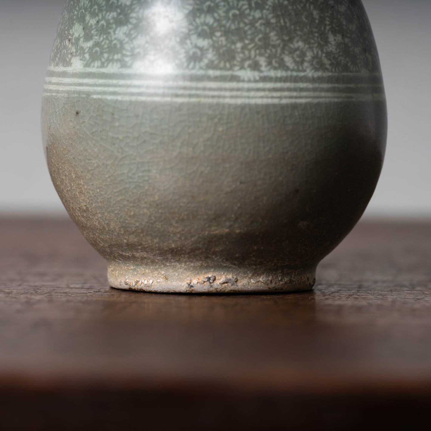 Goryeo Dynasty Celadon Bottle with Inlaid Flower Design