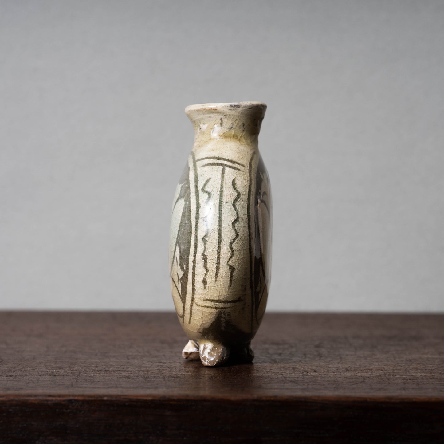 高麗 粉青沙器剥地蓮文扁壺