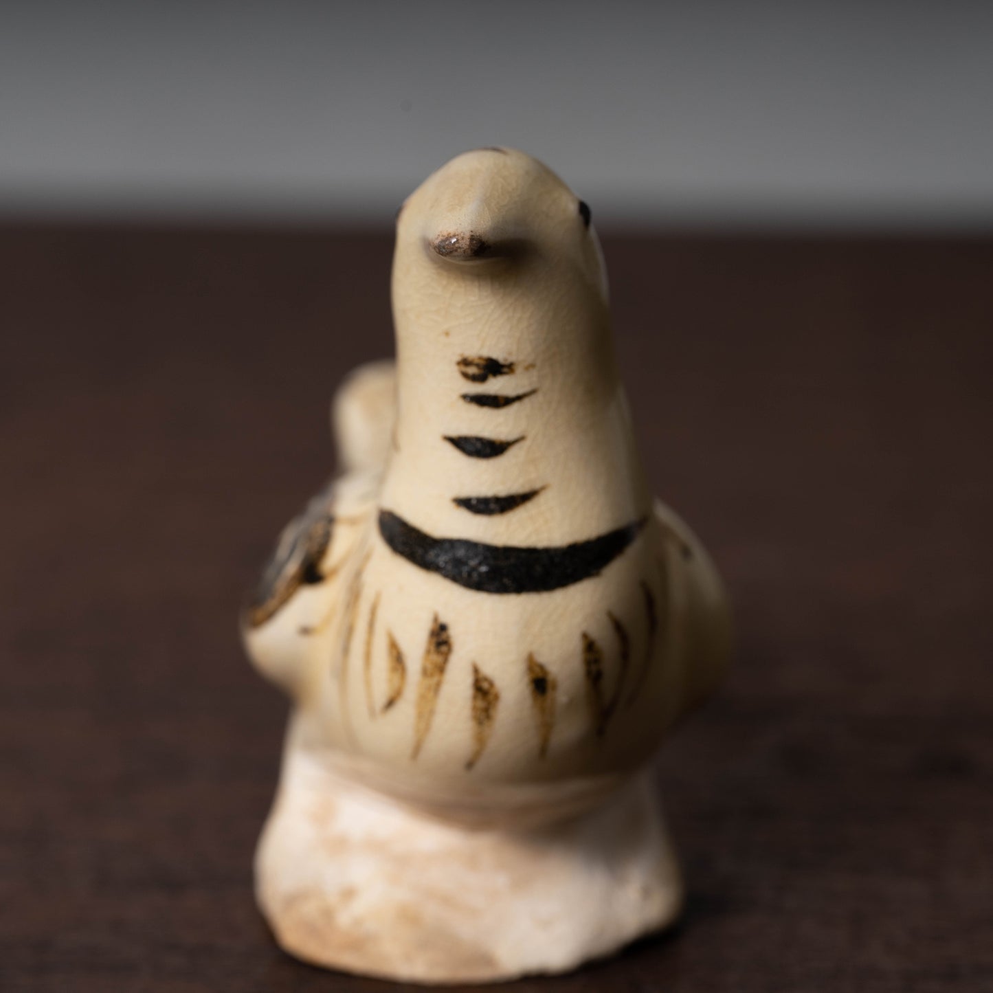 南宋 磁州窯 白地鉄絵鳥形置物