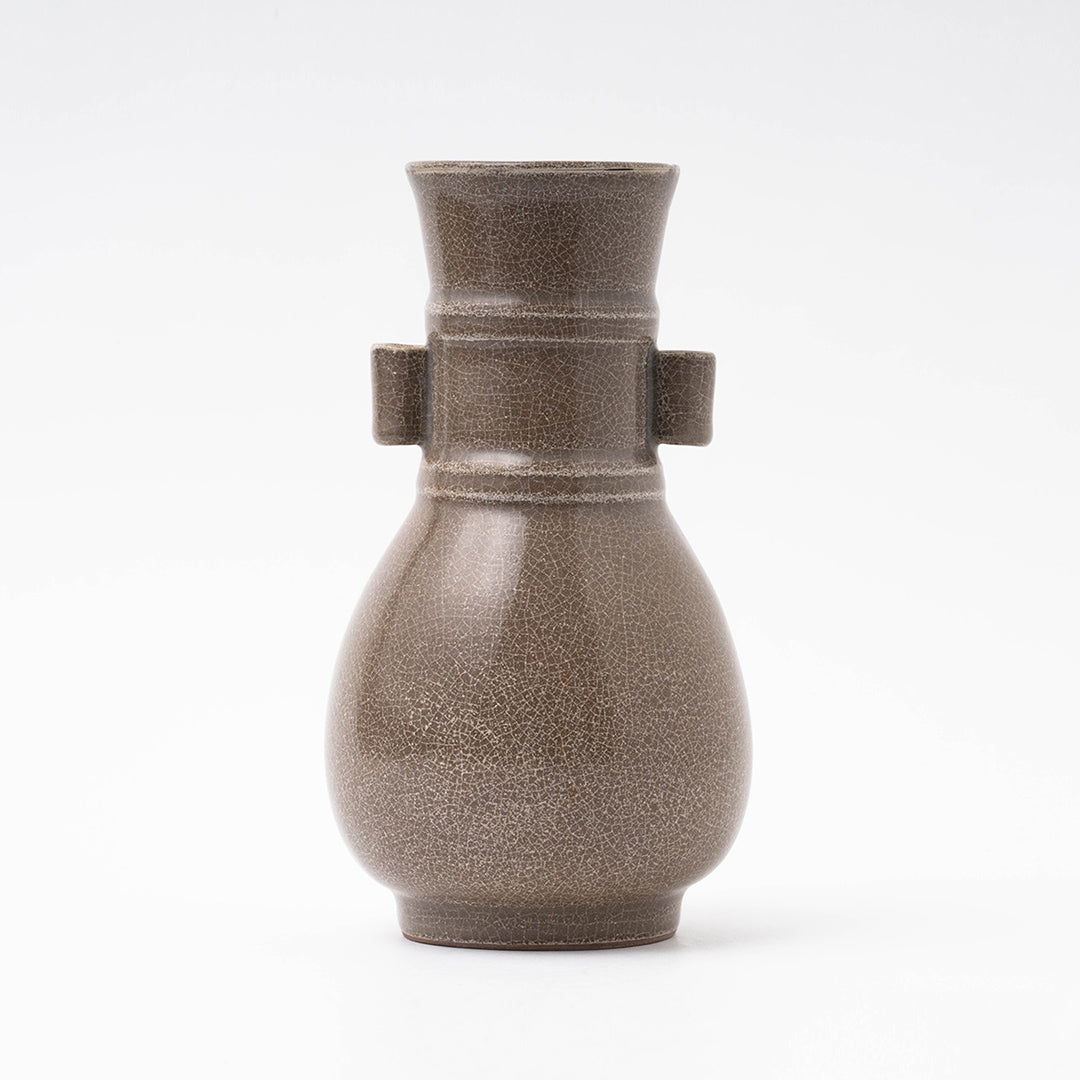 Southern Song Dynasty Ge ware Rice-colored Celadon Bottle with Two Cylinder Ears