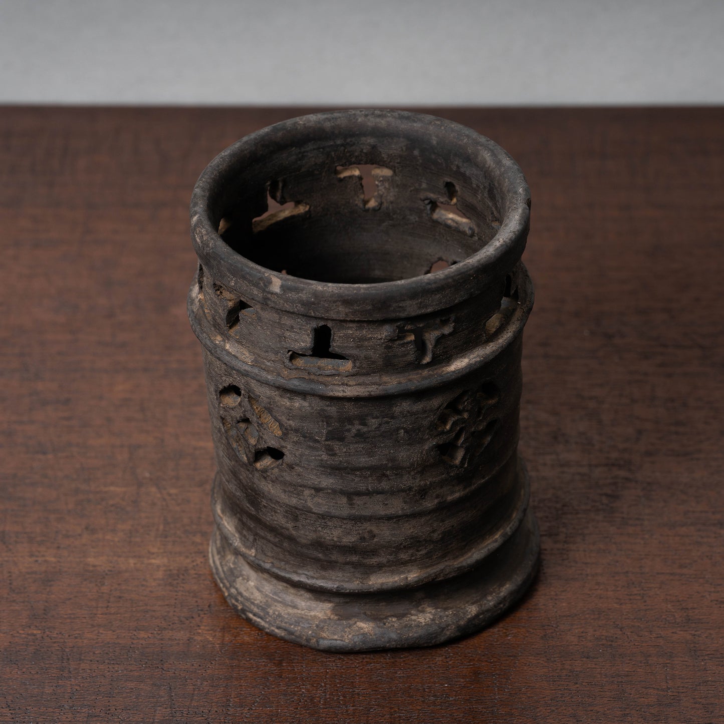 Goryeo Dynasty Iron Glaze Brush Stand with Openworked