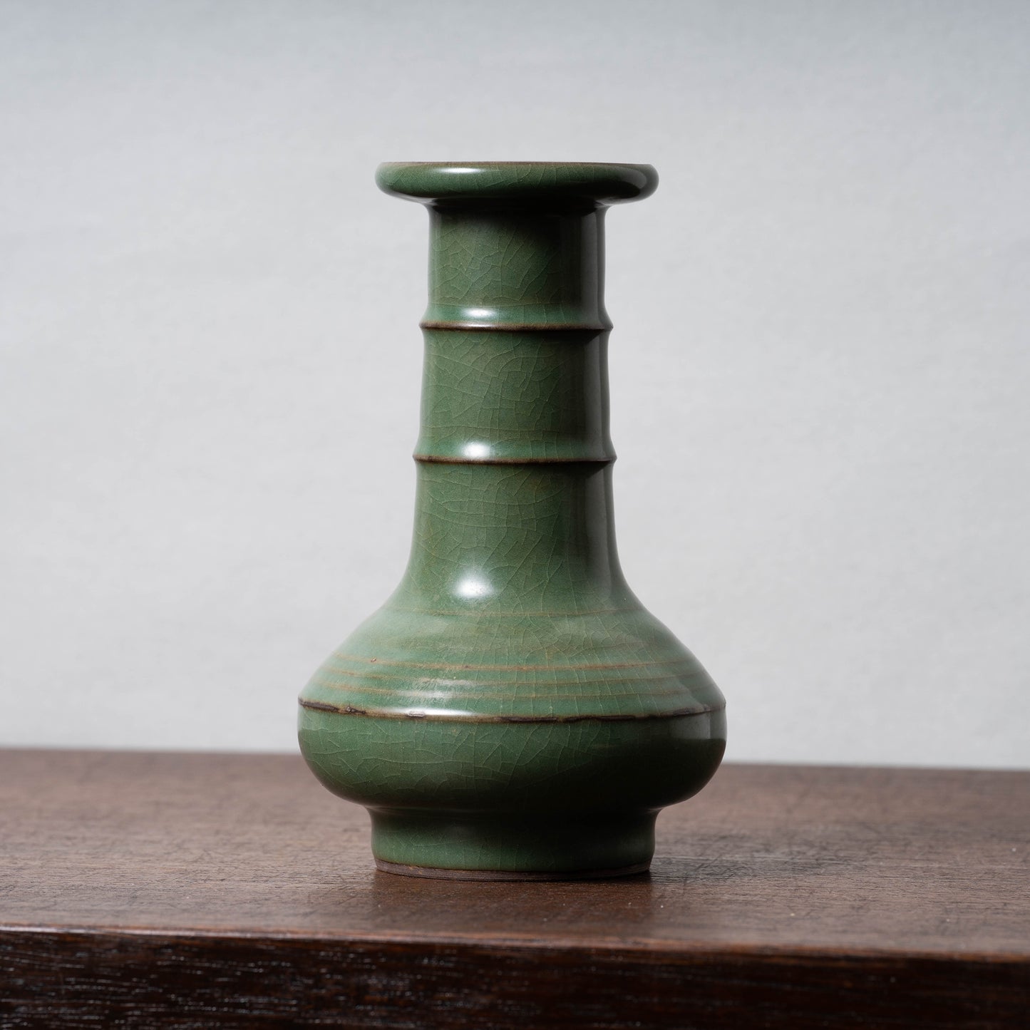 Guan Ware Green Glaze Vase with Bamboo Shoots Design