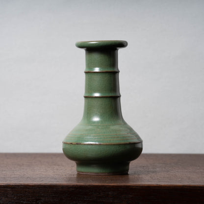 Guan Ware Green Glaze Vase with Bamboo Shoots Design