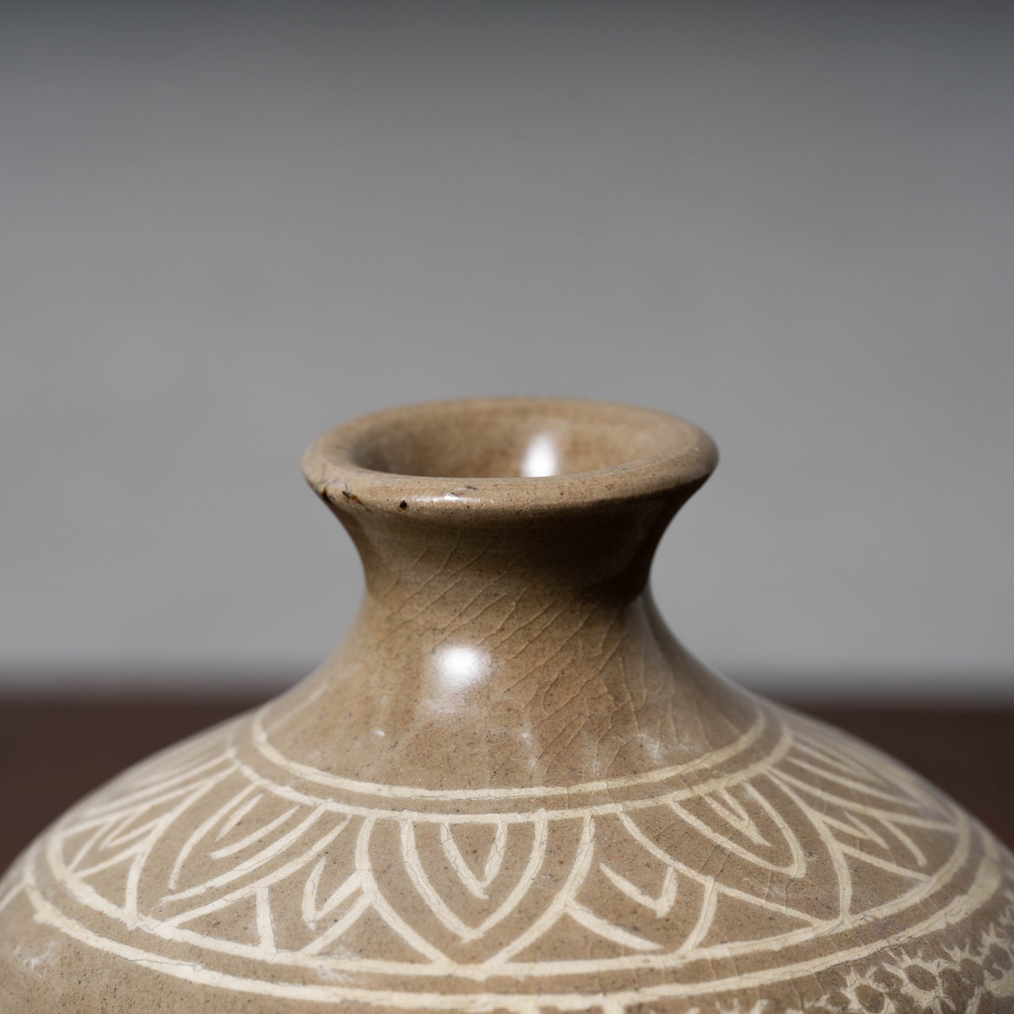 Joseon Dynasty Celadon Bottle with Inlaid Willow and Flower Design