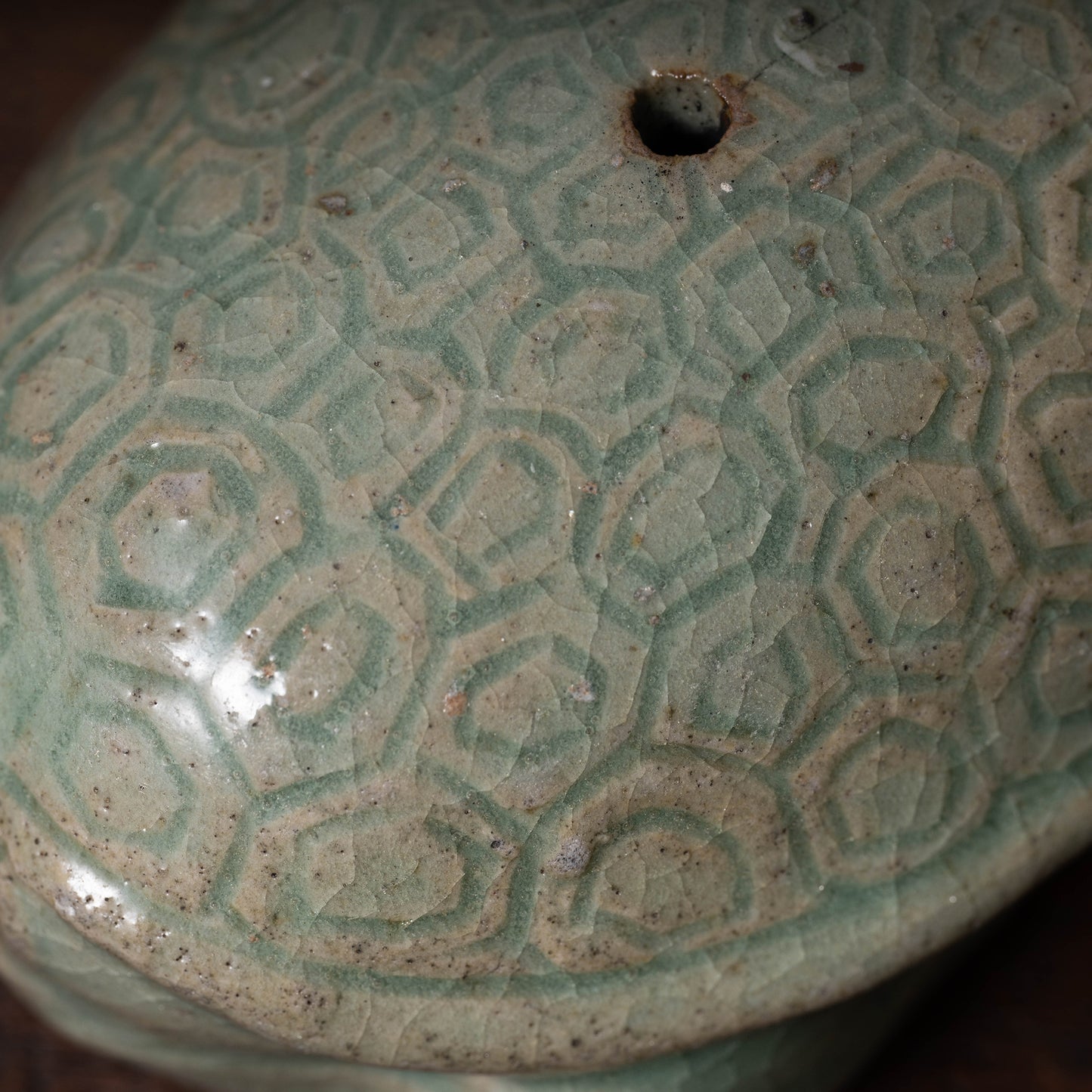 Goryeo Celadon Tortoise-Shaped Water Dropper with Incised