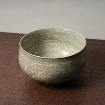 Goryeo Dynasty Celadon Bowl with Inlaid "Jangheung-go" Design