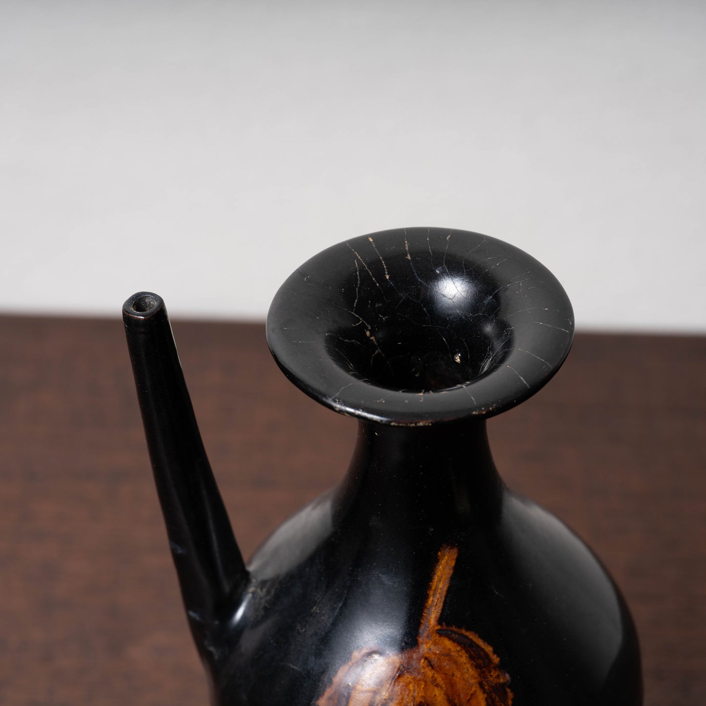 南宋 吉州窯黒釉葉文瓶