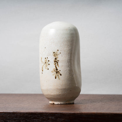 Joseon Dynasty White Porcelain Bale Shape Bottle with Underglaze Iron Brown