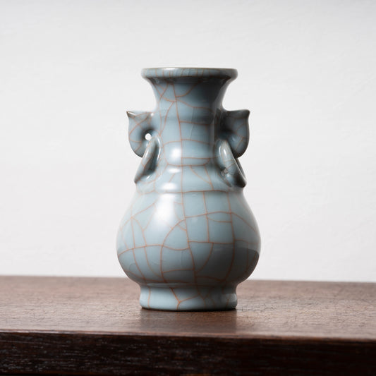 Southern Song Dynasty Ge ware Celadon Bottle with Ring Handles