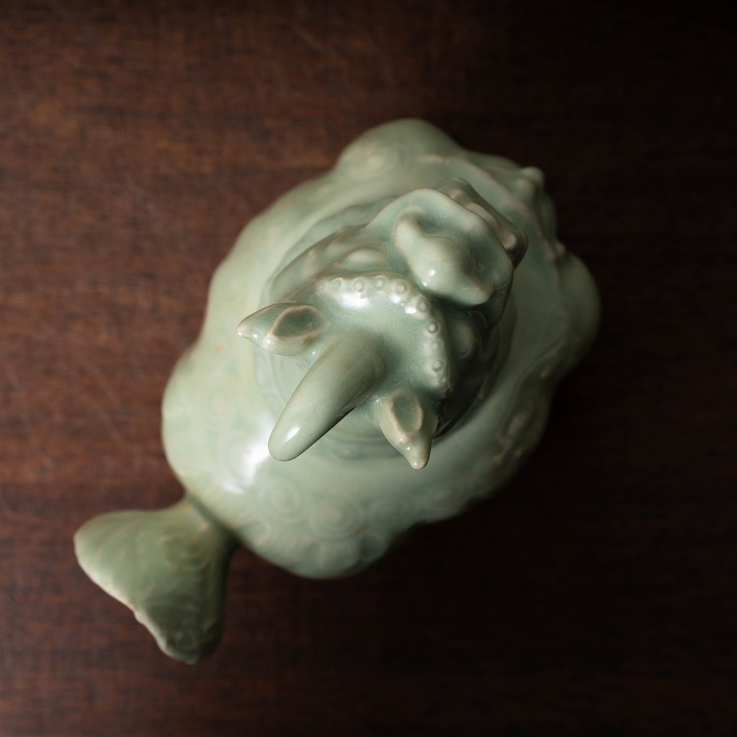 Yuan Dynasty Longquan Celadon Censer with Lion-Shaped