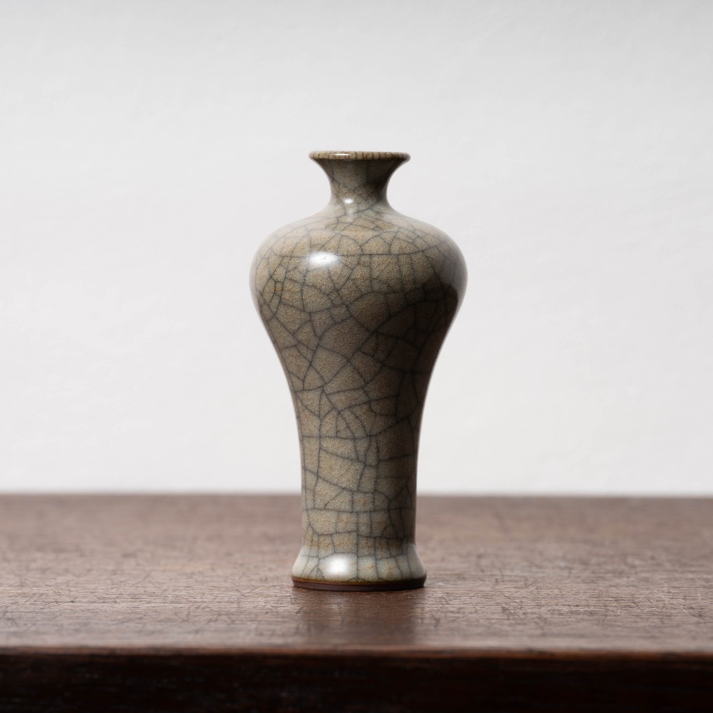 Southern Song Dynasty Guan ware Rice-colored Celadon Small Meiping Vases