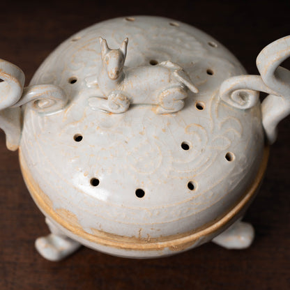 Tang Dynasty Jingdezhen ware White Porcelain Censer with Horse Design