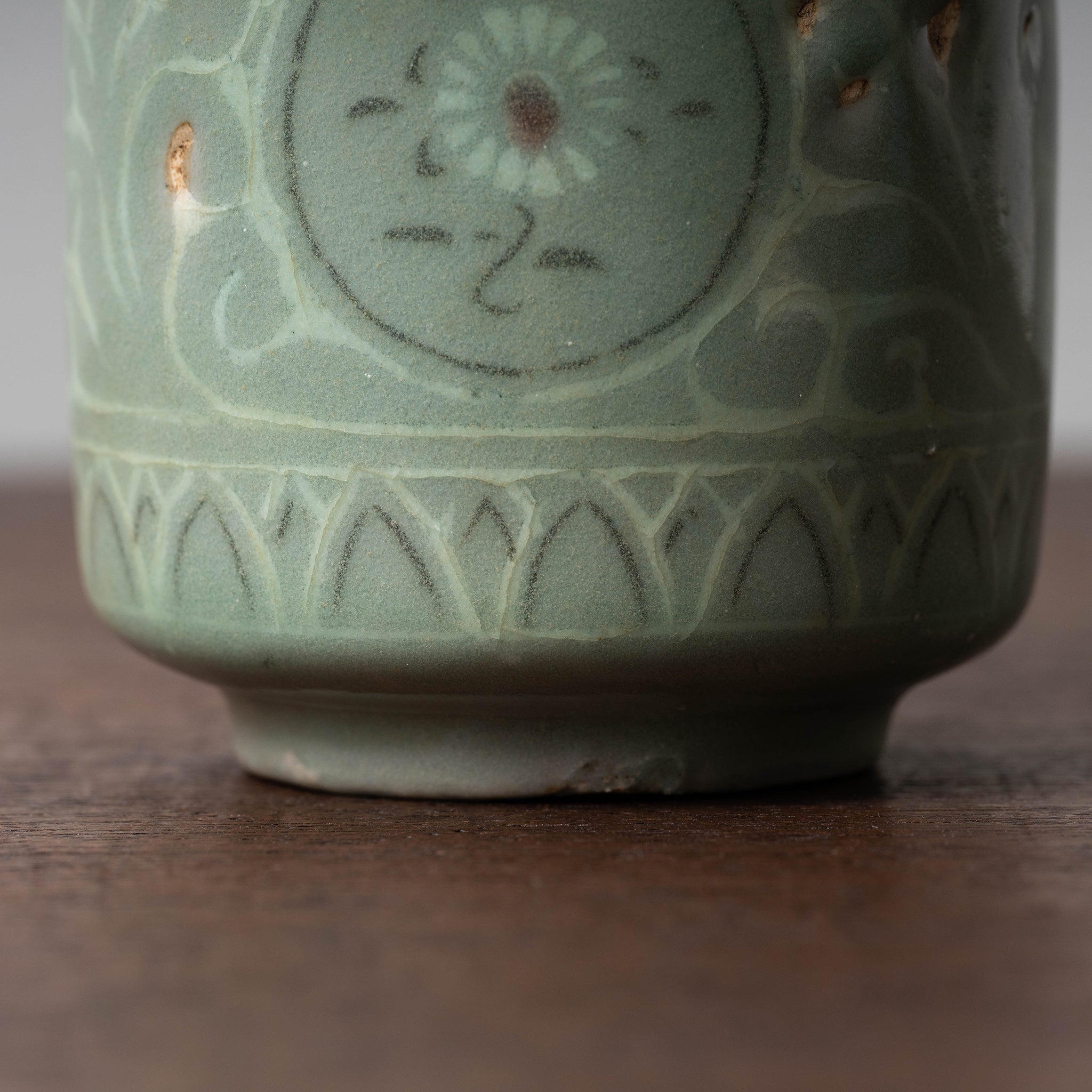 粉青沙器 李朝 象嵌 筒茶碗（茶道具、象嵌、茶碗、高麗青磁） - 通販