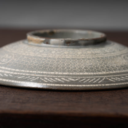 Joseon Dynasty Mishima-type Dish with Stamped Design and Inscription