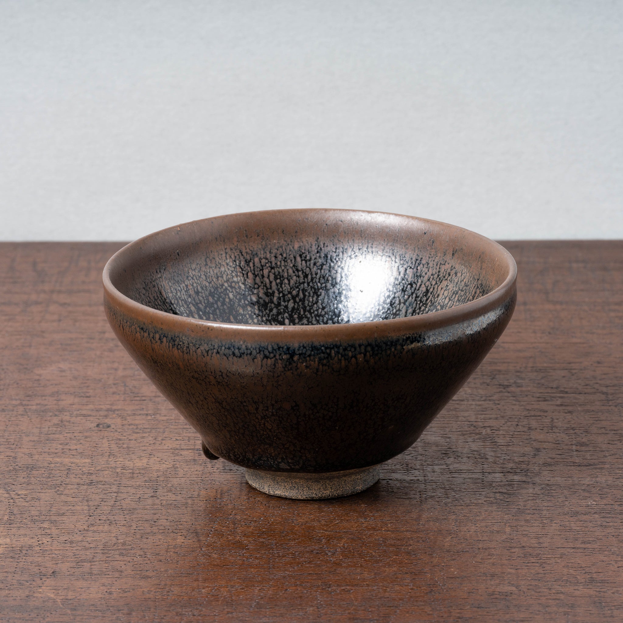 宋代建窯油滴鍍金束口茶碗！高さ6.8ｃｍ 幅12ｃｍ-