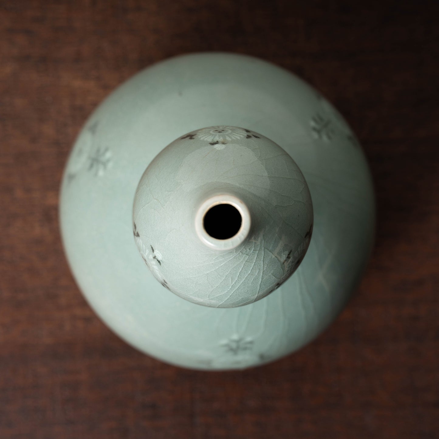 高麗 青磁象嵌菊花文瓢形瓶