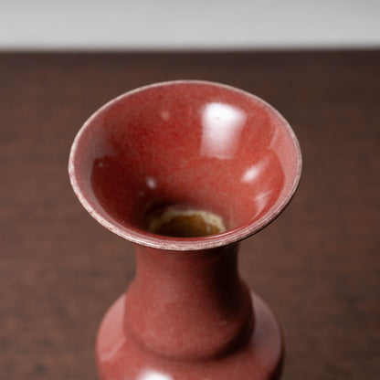 清朝 豇豆紅釉觚式瓶