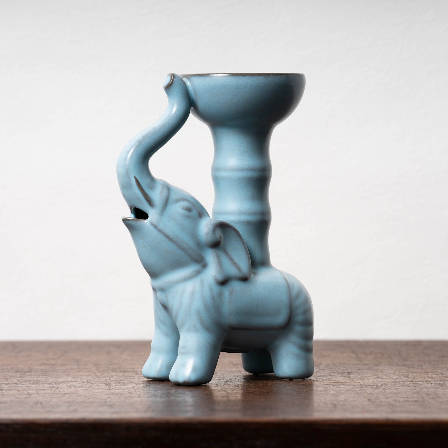 Qing Dynasty Ru-ware-like Celadon Incense Stand with Elephant Shaped