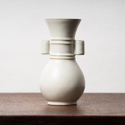 Qing Dynasty Ru-ware-like White Glaze Bottle with Two Cylinder Ears