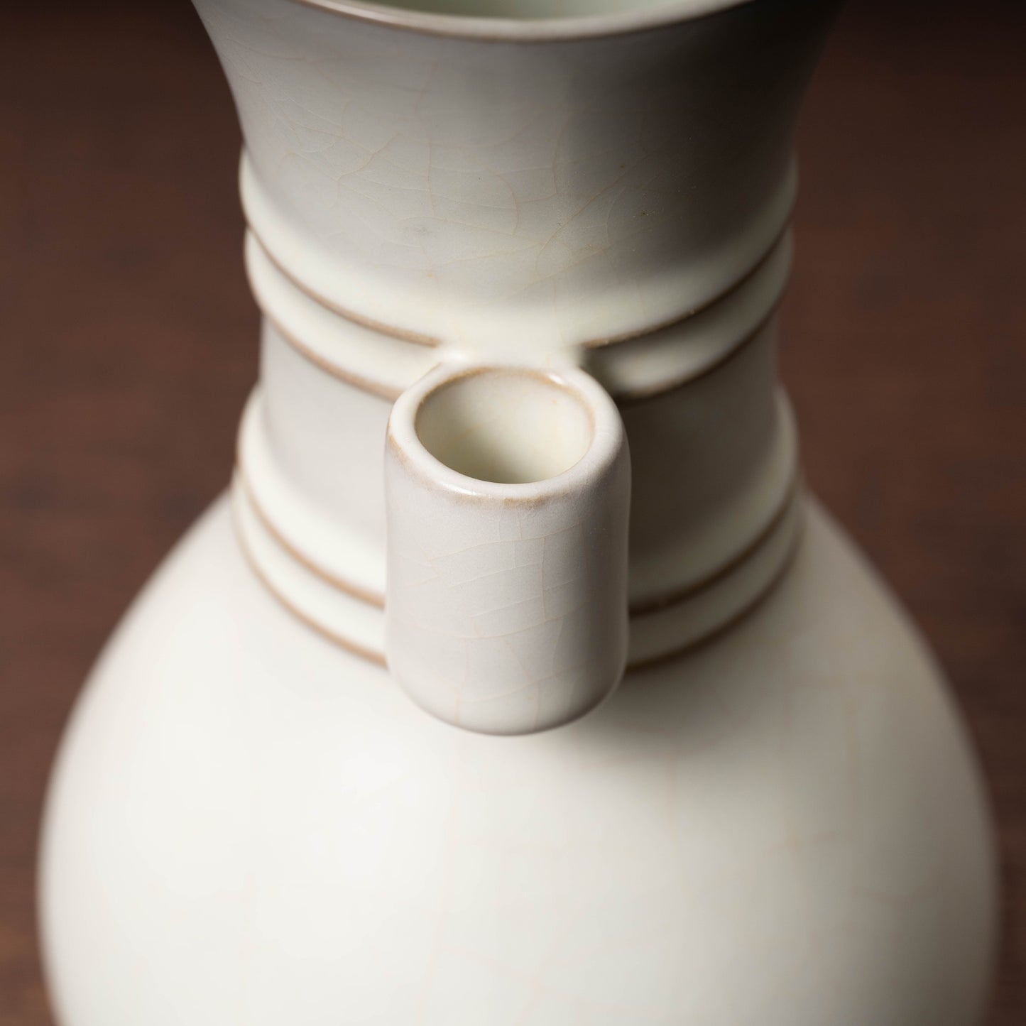 Qing Dynasty Ru-ware-like White Glaze Bottle with Two Cylinder Ears