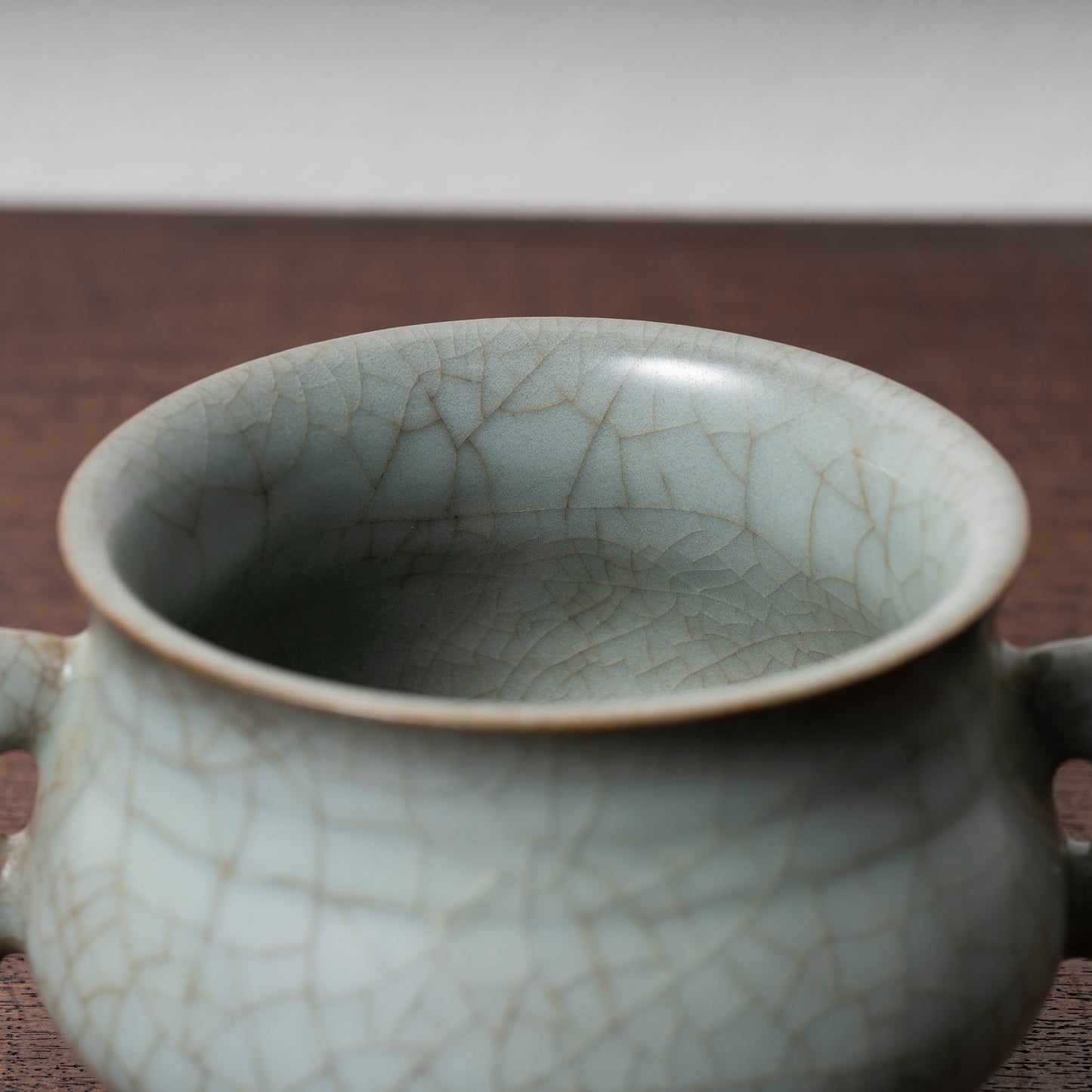 Southern Song Dynasty Guan ware Celadon Censer with Fish Handle