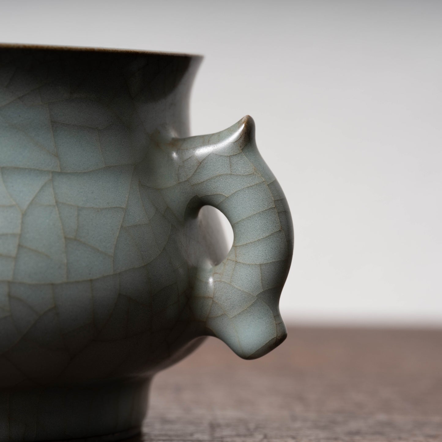 Southern Song Dynasty Guan ware Celadon Censer with Fish Handle