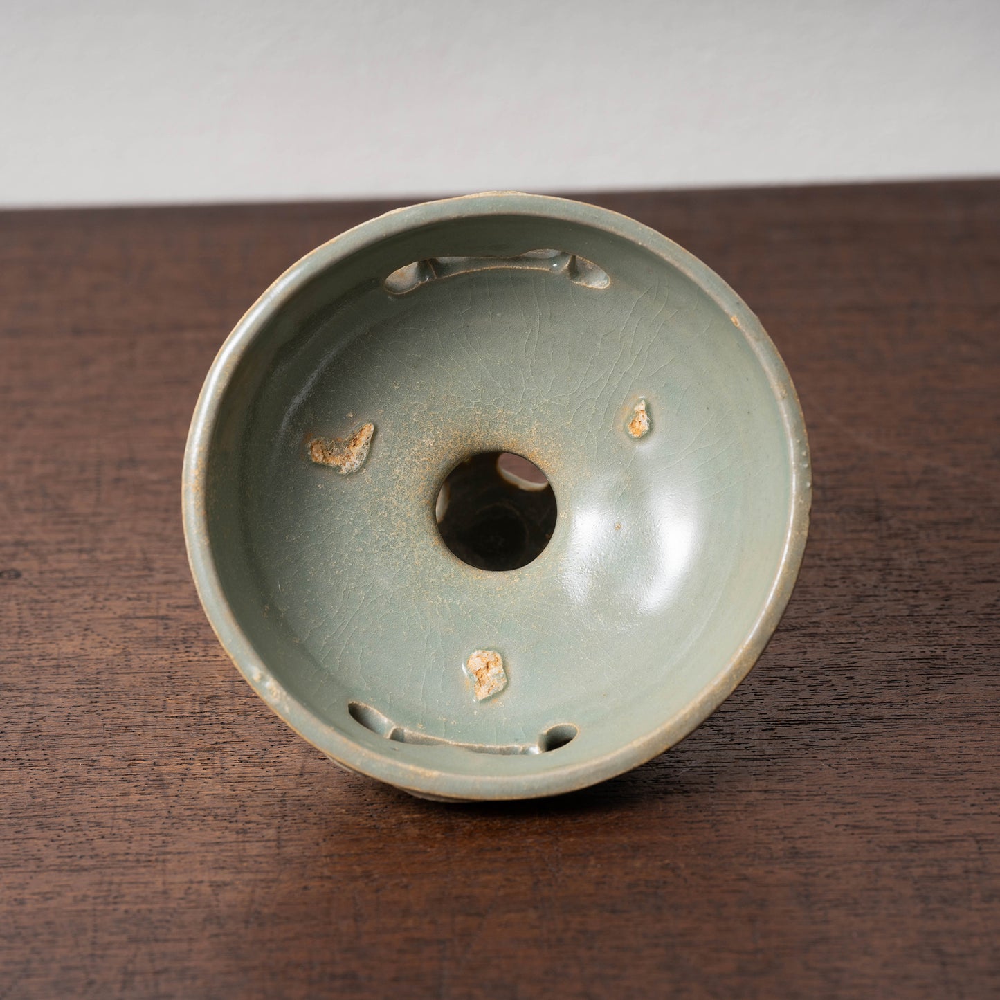 Goryeo Celadon Censer with Animal Face Lid and Openworked Dragon Design