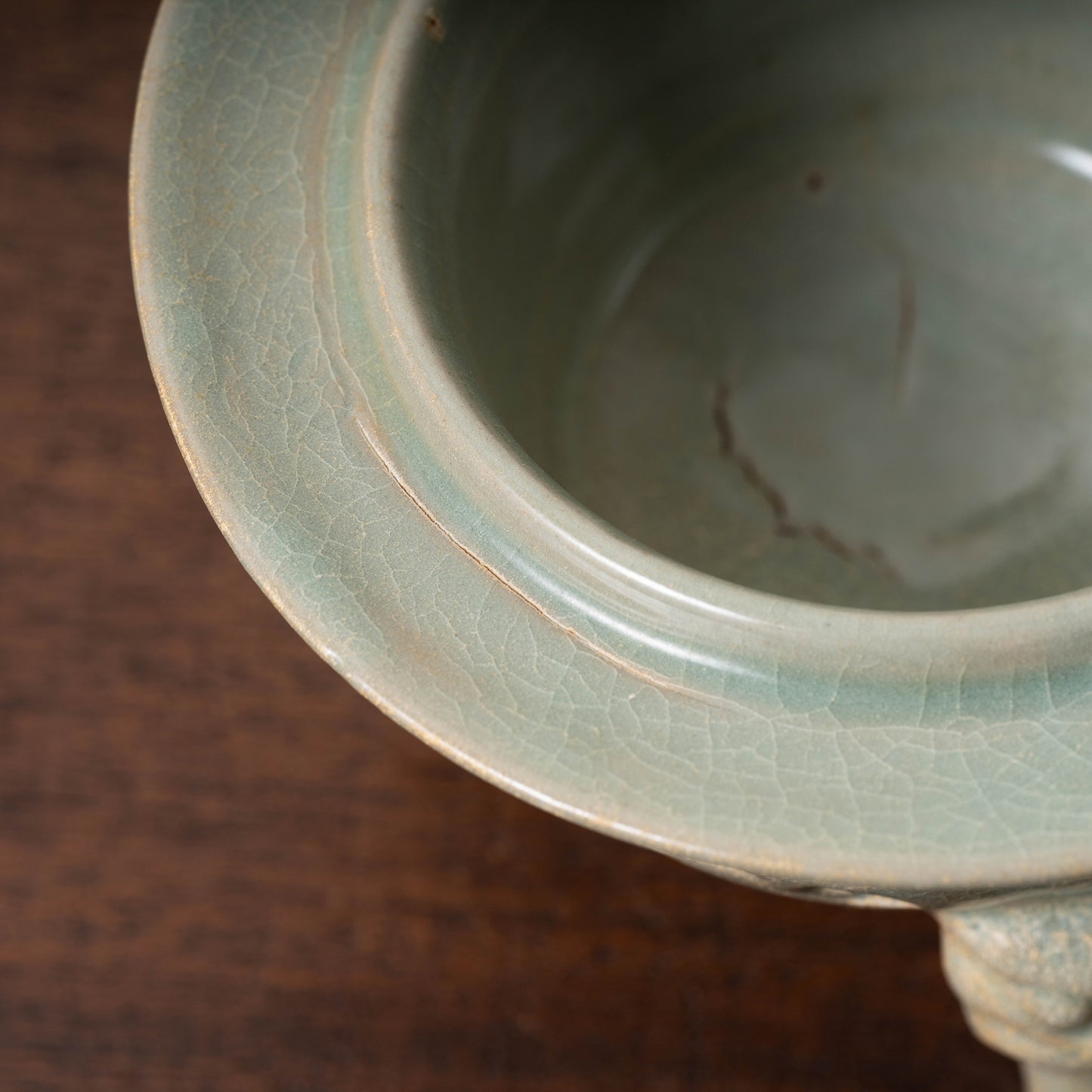 Goryeo Celadon Censer with Animal Face Lid and Openworked Dragon Design