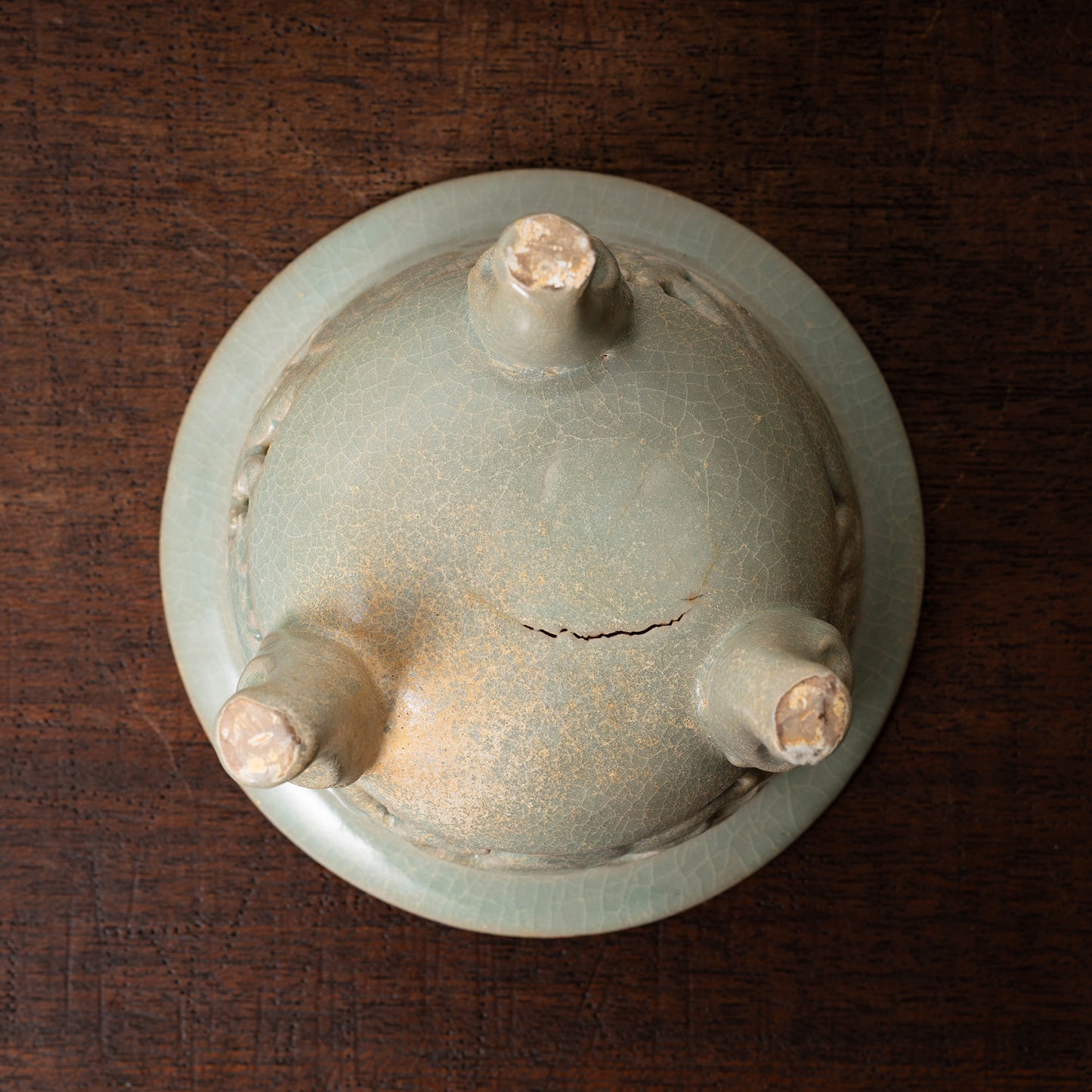 Goryeo Celadon Censer with Animal Face Lid and Openworked Dragon Design