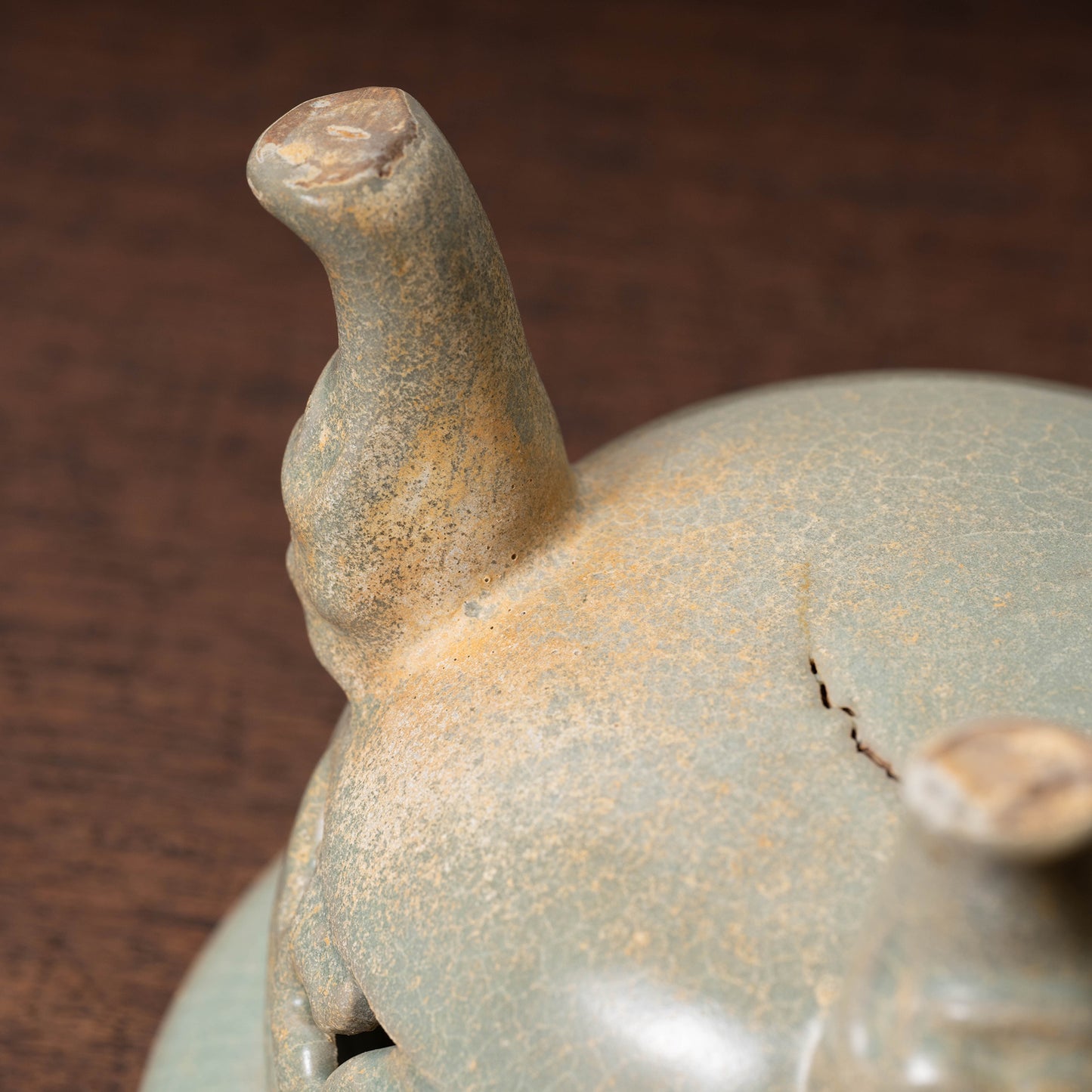 Goryeo Celadon Censer with Animal Face Lid and Openworked Dragon Design