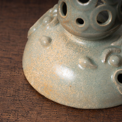 Goryeo Celadon Censer with Animal Face Lid and Openworked Dragon Design