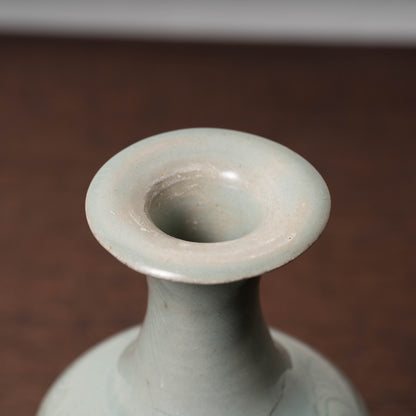 Goryeo Celadon Bottle with Incised Flower Design