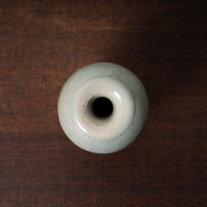 Goryeo Celadon Bottle with Incised Flower Design