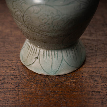 Goryeo Celadon Bottle with Incised Flower Design