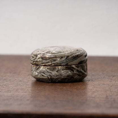 Goryeo Celadon Covered Box with Marble Knead Design