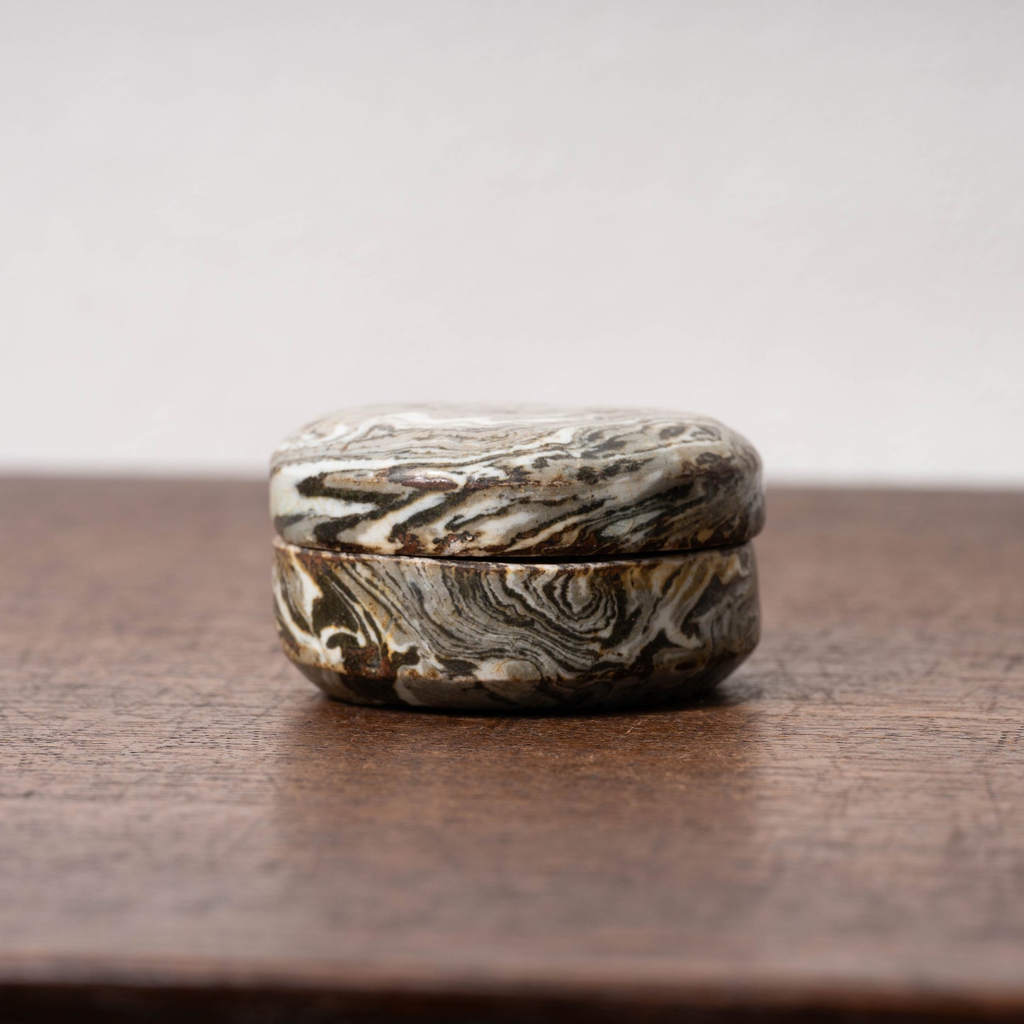 Goryeo Celadon Covered Box with Marble Knead Design