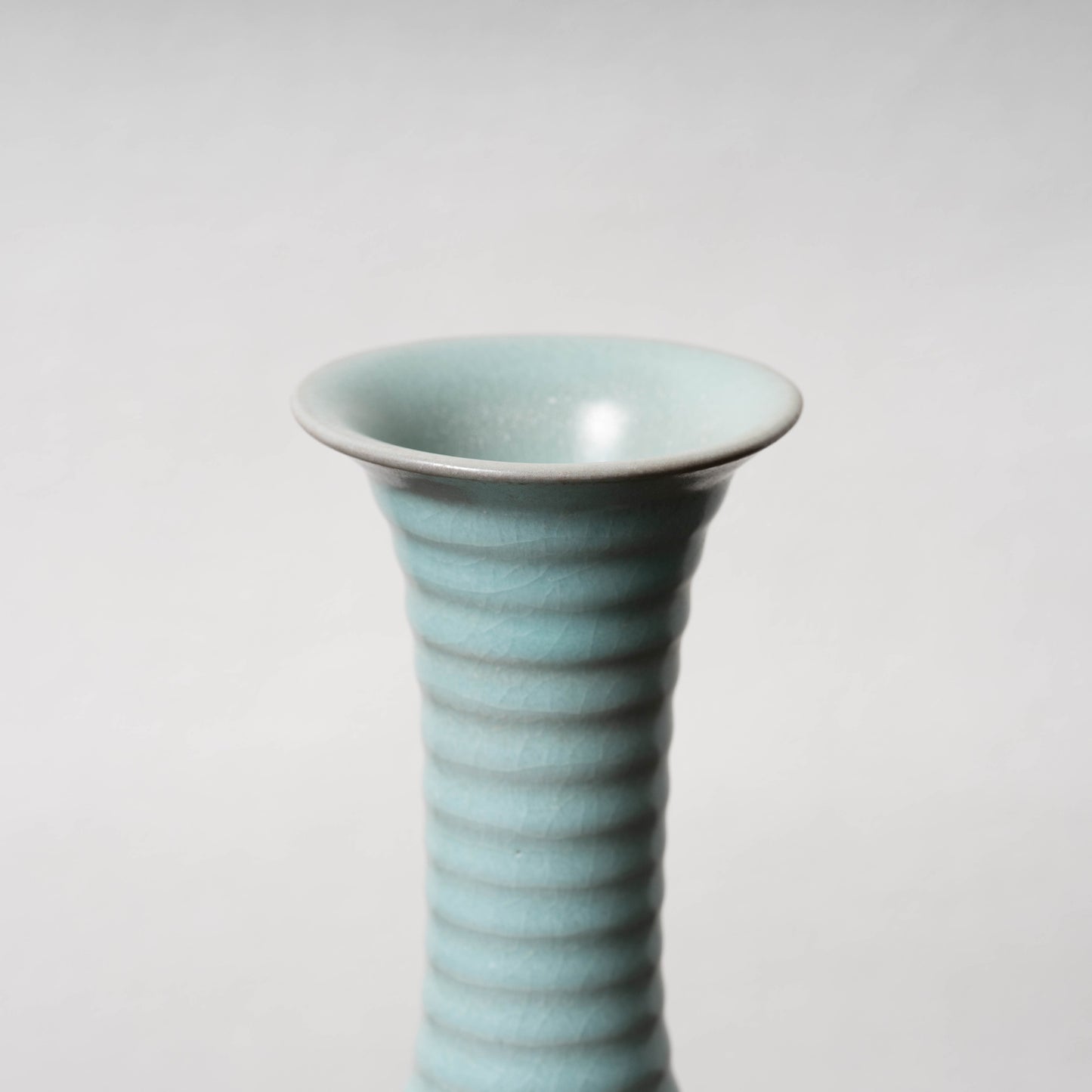 Northern Song Dynasty Ru ware Celadon Sphere-shaped Bottle with Stripe Relief Design