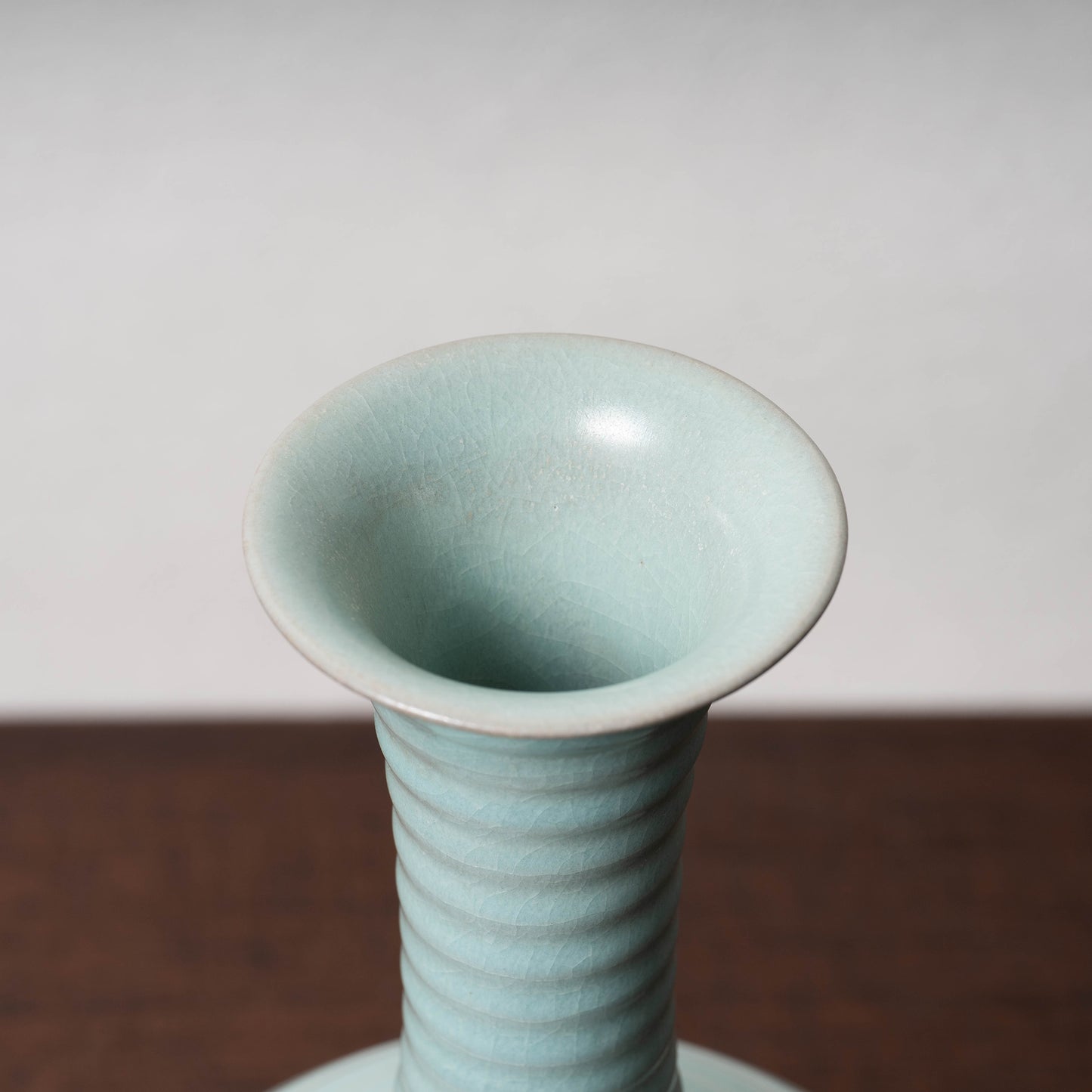 Northern Song Dynasty Ru ware Celadon Sphere-shaped Bottle with Stripe Relief Design