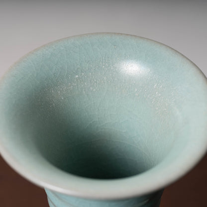 Northern Song Dynasty Ru ware Celadon Sphere-shaped Bottle with Stripe Relief Design