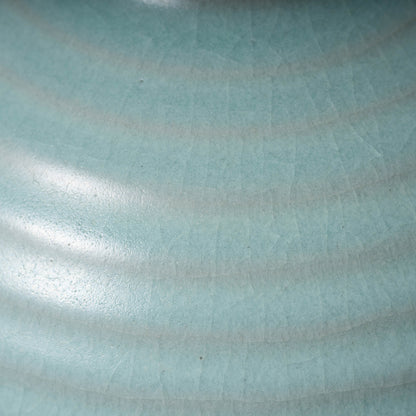 Northern Song Dynasty Ru ware Celadon Sphere-shaped Bottle with Stripe Relief Design