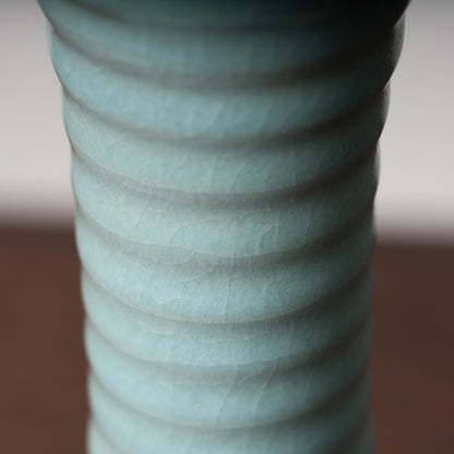 Northern Song Dynasty Ru ware Celadon Sphere-shaped Bottle with Stripe Relief Design