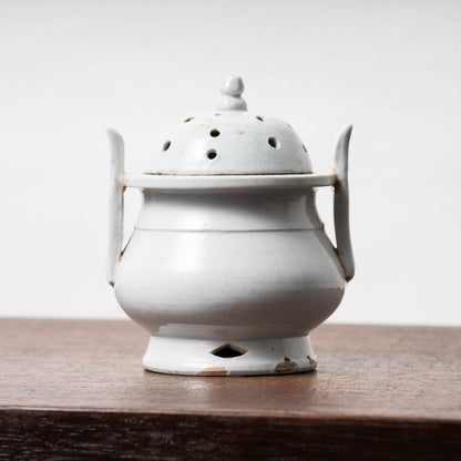 Joseon Dynasty White Porcelain Censer with Handles