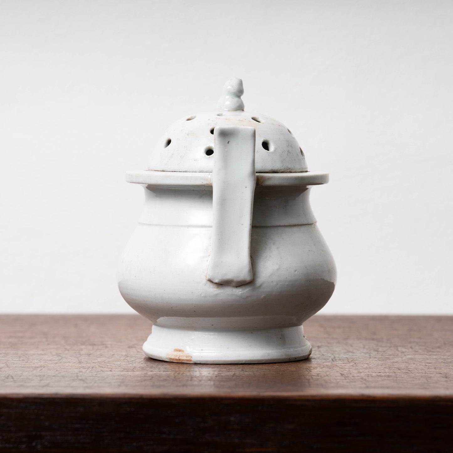 Joseon Dynasty White Porcelain Censer with Handles