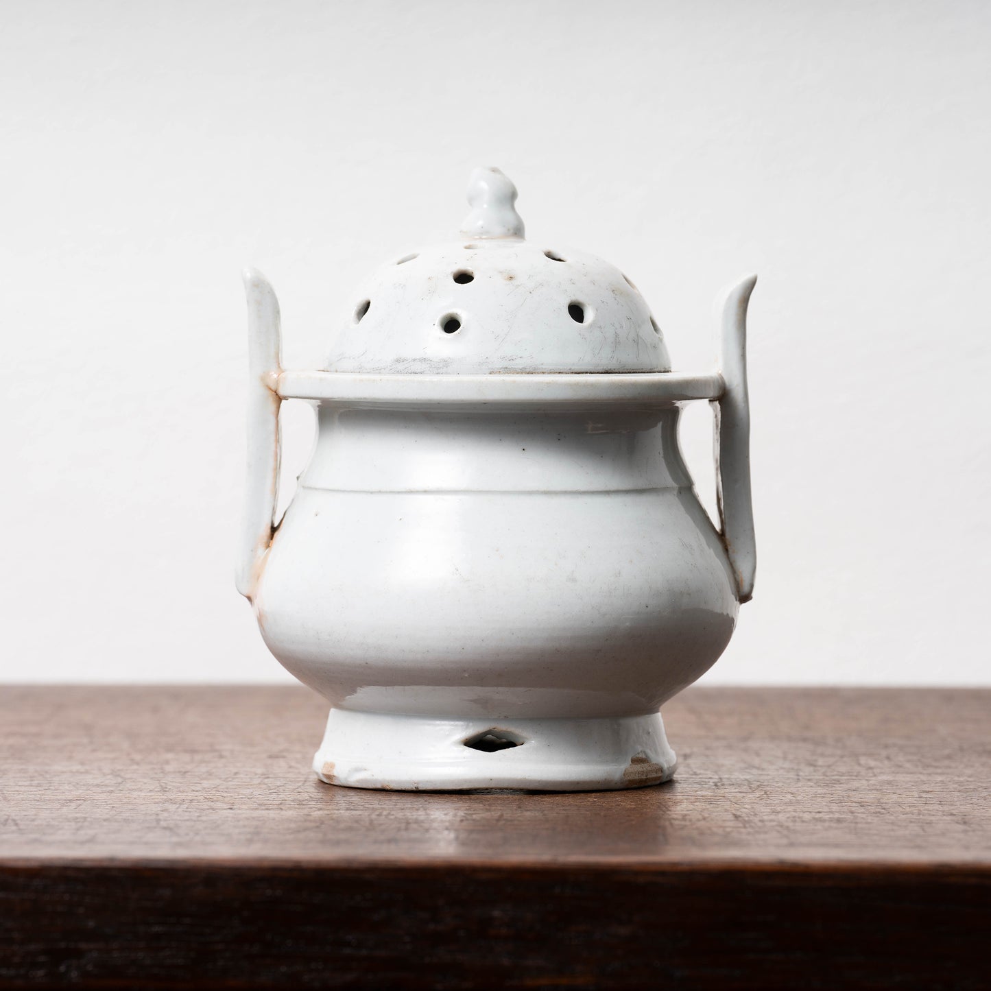 Joseon Dynasty White Porcelain Censer with Handles