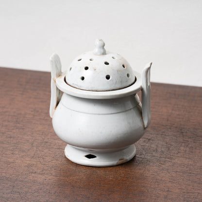 Joseon Dynasty White Porcelain Censer with Handles